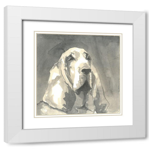 Sepia Modern Dog II White Modern Wood Framed Art Print with Double Matting by A Very Modern Dog