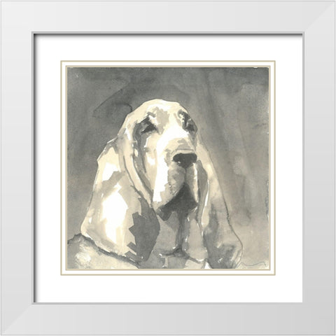 Sepia Modern Dog II White Modern Wood Framed Art Print with Double Matting by A Very Modern Dog