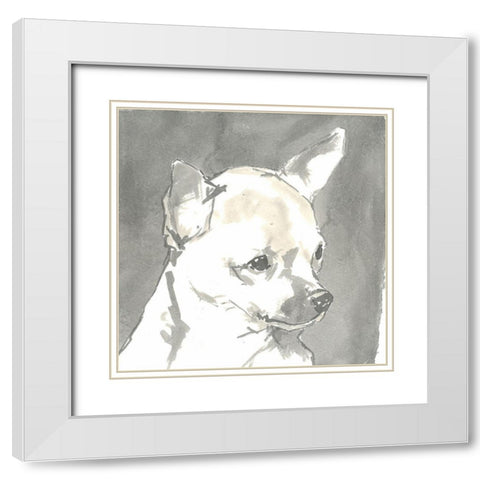 Sepia Modern Dog III White Modern Wood Framed Art Print with Double Matting by A Very Modern Dog