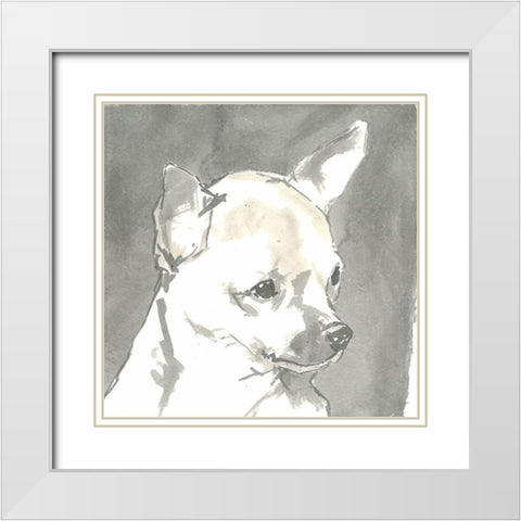 Sepia Modern Dog III White Modern Wood Framed Art Print with Double Matting by A Very Modern Dog