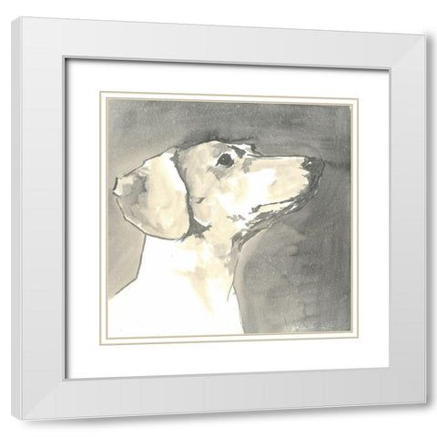 Sepia Modern Dog IV White Modern Wood Framed Art Print with Double Matting by A Very Modern Dog