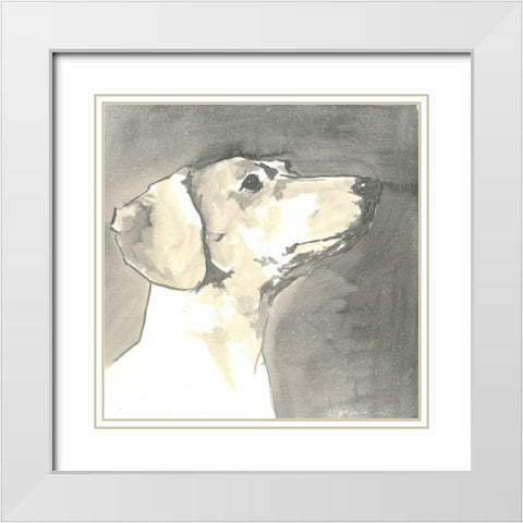 Sepia Modern Dog IV White Modern Wood Framed Art Print with Double Matting by A Very Modern Dog