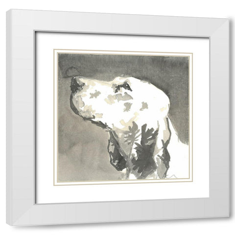 Sepia Modern Dog V White Modern Wood Framed Art Print with Double Matting by A Very Modern Dog