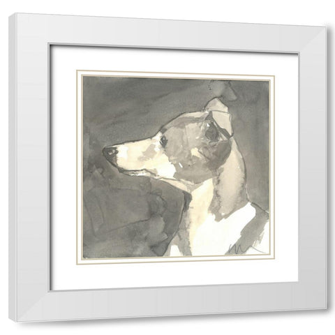 Sepia Modern Dog VII White Modern Wood Framed Art Print with Double Matting by A Very Modern Dog