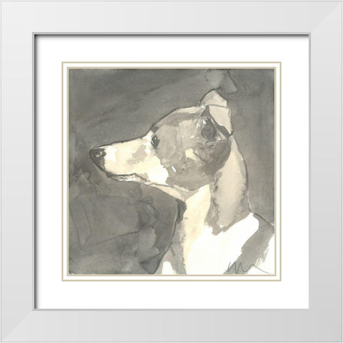 Sepia Modern Dog VII White Modern Wood Framed Art Print with Double Matting by A Very Modern Dog