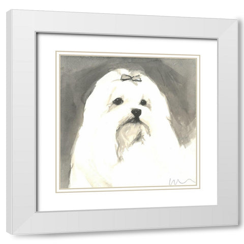 Sepia Modern Dog VIII White Modern Wood Framed Art Print with Double Matting by A Very Modern Dog