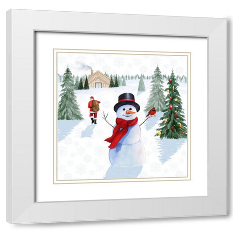 Santas Snowmen I White Modern Wood Framed Art Print with Double Matting by Popp, Grace