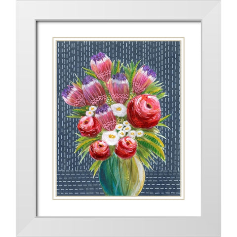 Bashful Bouquet I White Modern Wood Framed Art Print with Double Matting by Moore, Regina