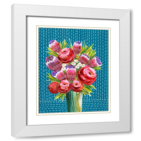 Bashful Bouquet II White Modern Wood Framed Art Print with Double Matting by Moore, Regina