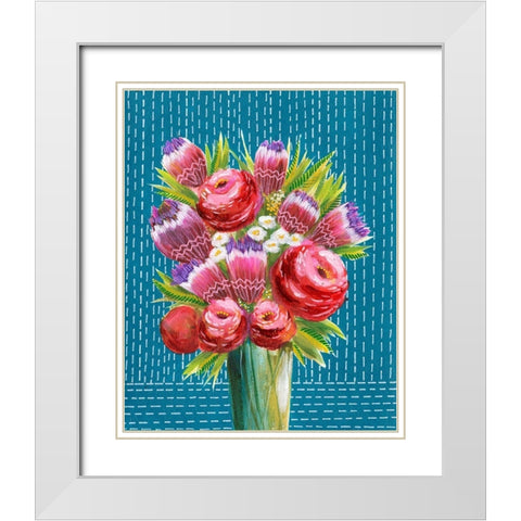 Bashful Bouquet II White Modern Wood Framed Art Print with Double Matting by Moore, Regina