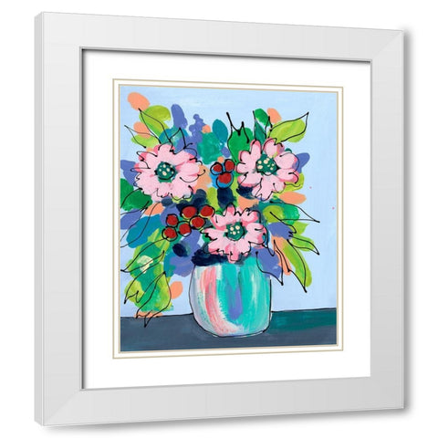 Rowdy Floral I White Modern Wood Framed Art Print with Double Matting by Moore, Regina