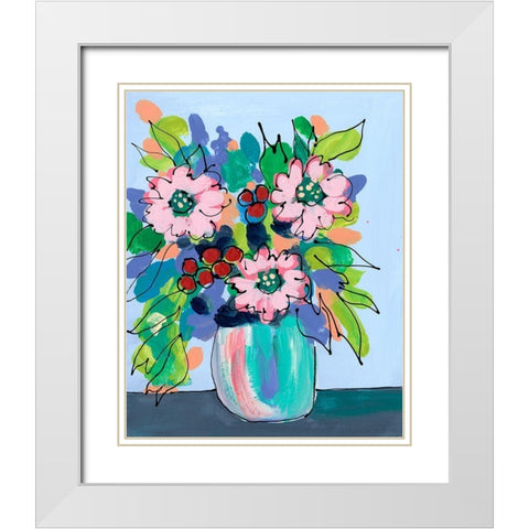 Rowdy Floral I White Modern Wood Framed Art Print with Double Matting by Moore, Regina
