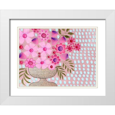 Cheeky Pink Floral I White Modern Wood Framed Art Print with Double Matting by Moore, Regina