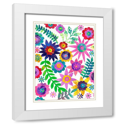 Hippie Floral I White Modern Wood Framed Art Print with Double Matting by Moore, Regina