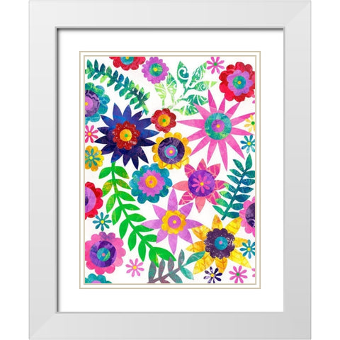 Hippie Floral I White Modern Wood Framed Art Print with Double Matting by Moore, Regina