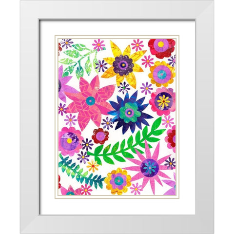 Hippie Floral II White Modern Wood Framed Art Print with Double Matting by Moore, Regina