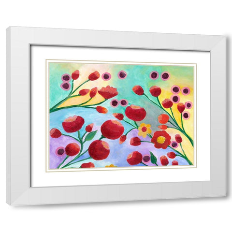 Jambalaya Floral I White Modern Wood Framed Art Print with Double Matting by Moore, Regina