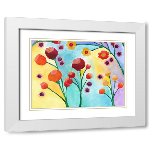 Jambalaya Floral II White Modern Wood Framed Art Print with Double Matting by Moore, Regina