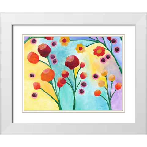Jambalaya Floral II White Modern Wood Framed Art Print with Double Matting by Moore, Regina