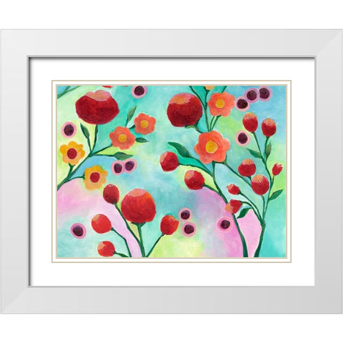 Jambalaya Floral IV White Modern Wood Framed Art Print with Double Matting by Moore, Regina