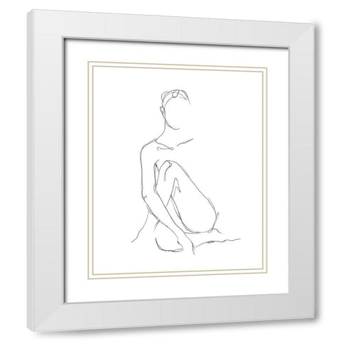 Nude Contour Sketch II White Modern Wood Framed Art Print with Double Matting by Harper, Ethan
