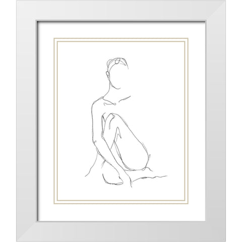 Nude Contour Sketch II White Modern Wood Framed Art Print with Double Matting by Harper, Ethan