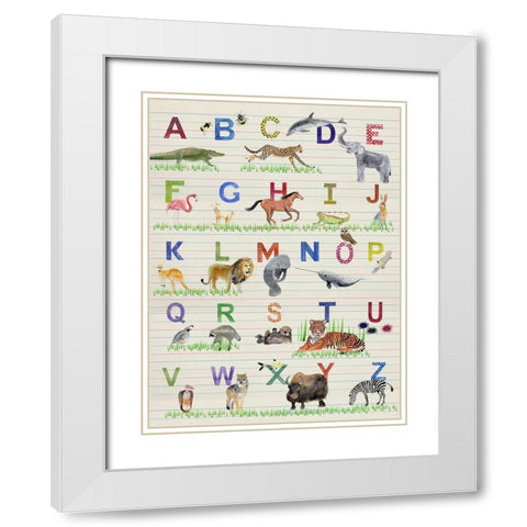 Alphabet Animals White Modern Wood Framed Art Print with Double Matting by Ludwig, Alicia