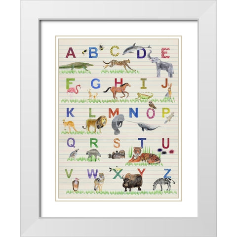 Alphabet Animals White Modern Wood Framed Art Print with Double Matting by Ludwig, Alicia