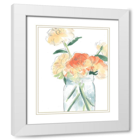 Soft Posy Sketch I White Modern Wood Framed Art Print with Double Matting by Vess, June Erica
