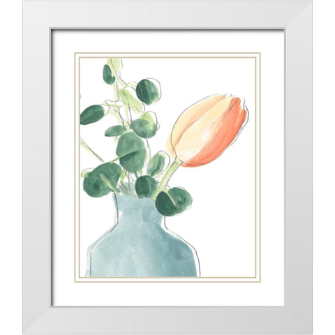 Soft Posy Sketch II White Modern Wood Framed Art Print with Double Matting by Vess, June Erica