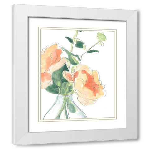 Soft Posy Sketch IV White Modern Wood Framed Art Print with Double Matting by Vess, June Erica