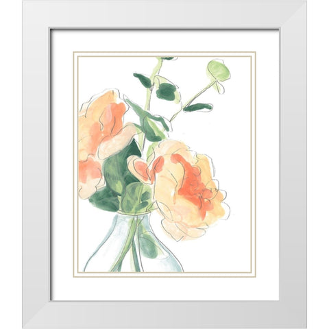 Soft Posy Sketch IV White Modern Wood Framed Art Print with Double Matting by Vess, June Erica