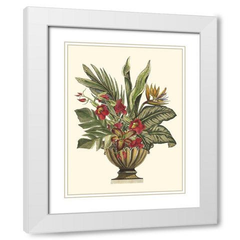 Tropical Foliage in Urn II  White Modern Wood Framed Art Print with Double Matting by Vision Studio