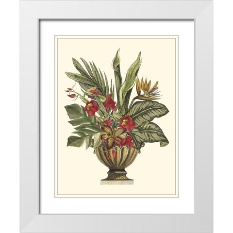 Tropical Foliage in Urn II  White Modern Wood Framed Art Print with Double Matting by Vision Studio