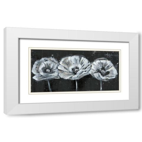 White Trio on Black II White Modern Wood Framed Art Print with Double Matting by Goldberger, Jennifer