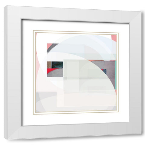 Stripes and Circles I White Modern Wood Framed Art Print with Double Matting by Bellissimo Art