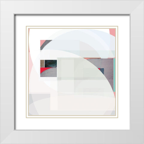 Stripes and Circles I White Modern Wood Framed Art Print with Double Matting by Bellissimo Art