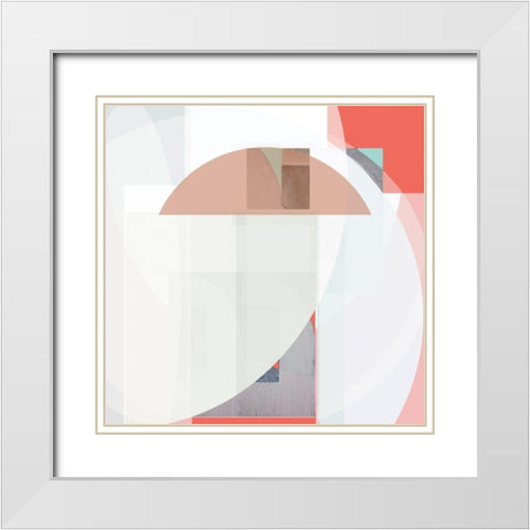Stripes and Circles II White Modern Wood Framed Art Print with Double Matting by Bellissimo Art