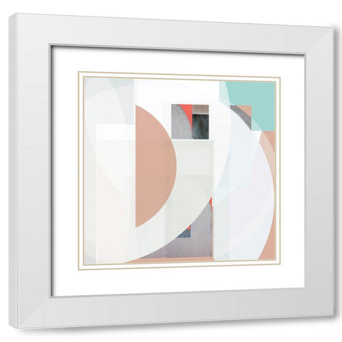 Stripes and Circles III White Modern Wood Framed Art Print with Double Matting by Bellissimo Art