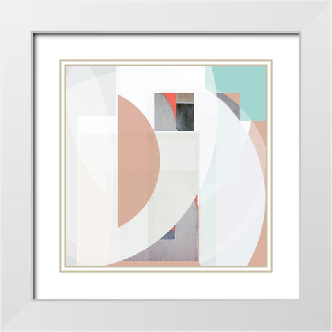 Stripes and Circles III White Modern Wood Framed Art Print with Double Matting by Bellissimo Art