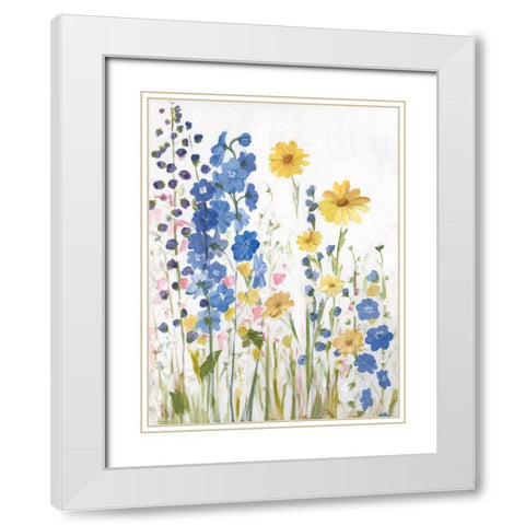 Periwinkle Wildflowers I White Modern Wood Framed Art Print with Double Matting by Iafrate, Sandra