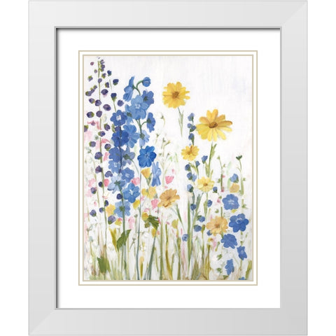 Periwinkle Wildflowers I White Modern Wood Framed Art Print with Double Matting by Iafrate, Sandra