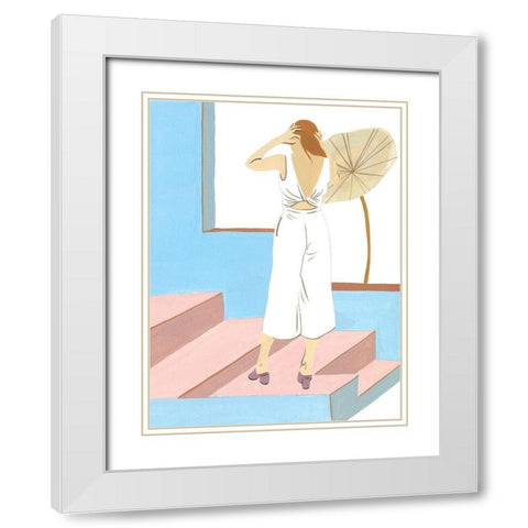 Women in the Garden IV White Modern Wood Framed Art Print with Double Matting by Wang, Melissa