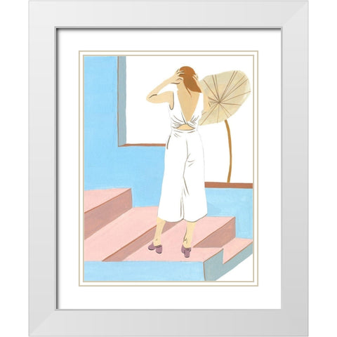 Women in the Garden IV White Modern Wood Framed Art Print with Double Matting by Wang, Melissa