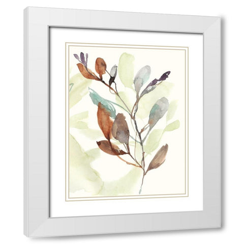 Rusty Sienna Leaves II White Modern Wood Framed Art Print with Double Matting by Goldberger, Jennifer