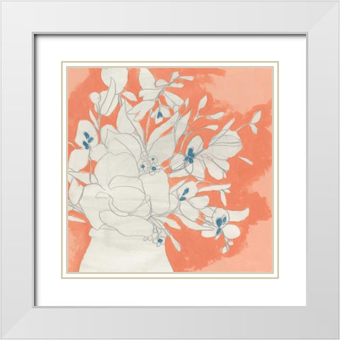 Terracotta Flowers I White Modern Wood Framed Art Print with Double Matting by Vess, June Erica