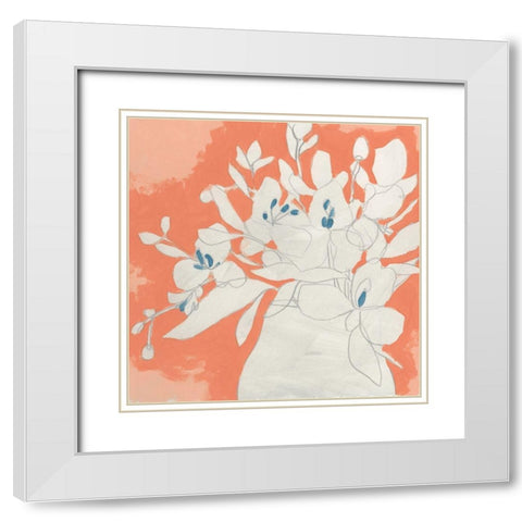 Terracotta Flowers II White Modern Wood Framed Art Print with Double Matting by Vess, June Erica