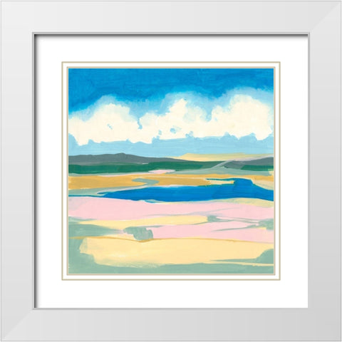 Pastel Rolling Fields I White Modern Wood Framed Art Print with Double Matting by Goldberger, Jennifer