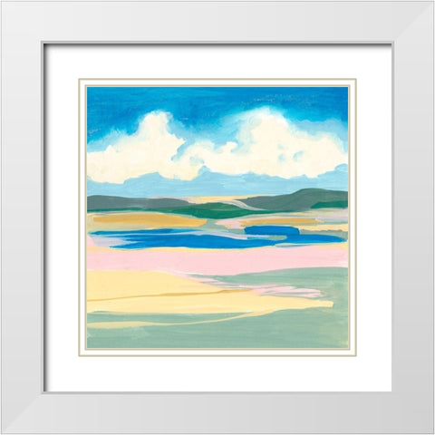 Pastel Rolling Fields II White Modern Wood Framed Art Print with Double Matting by Goldberger, Jennifer