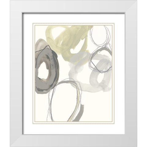 Stone Circles II White Modern Wood Framed Art Print with Double Matting by Vess, June Erica